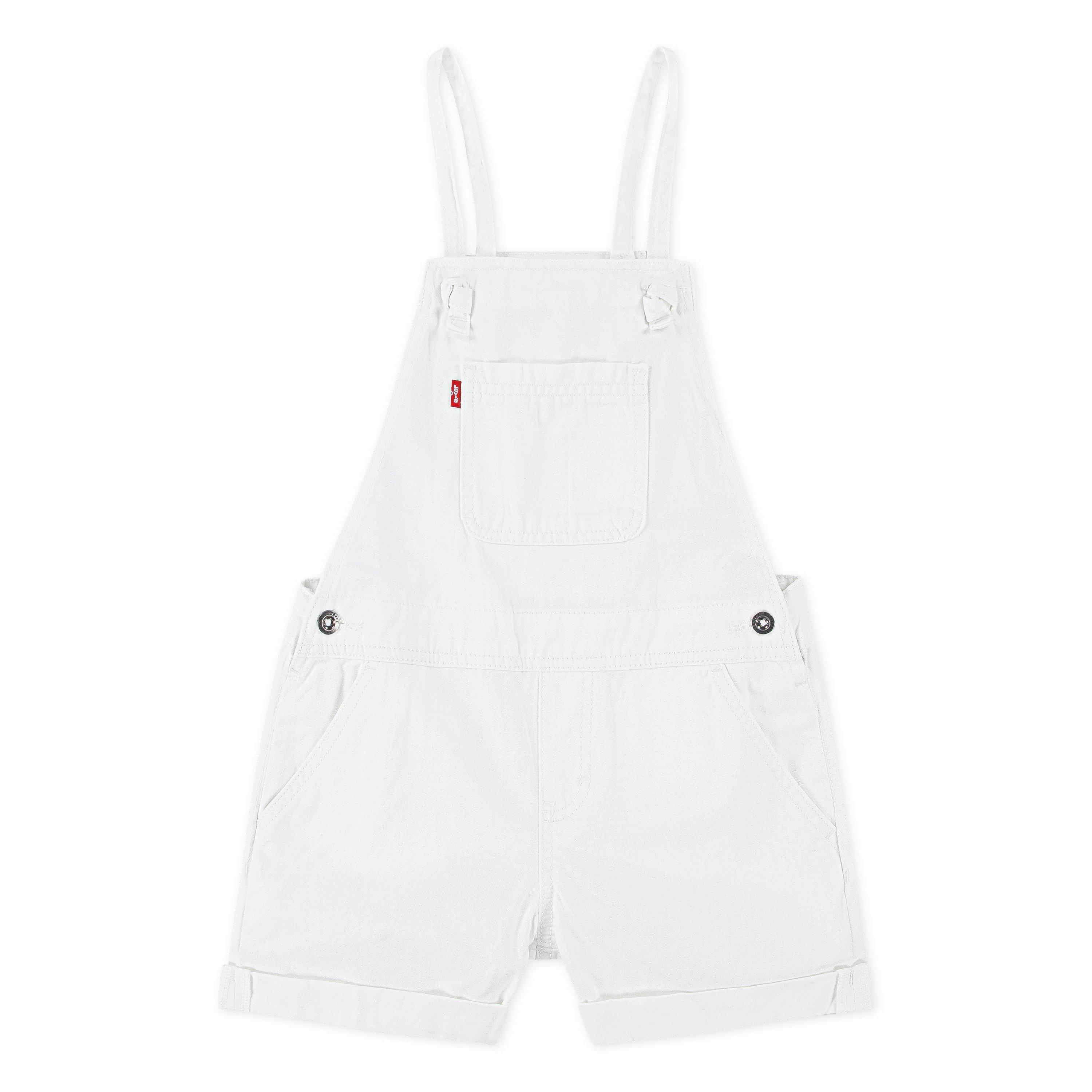 Levi's Big Girls' Knot Strap White Washed Denim Shortalls - WHITE